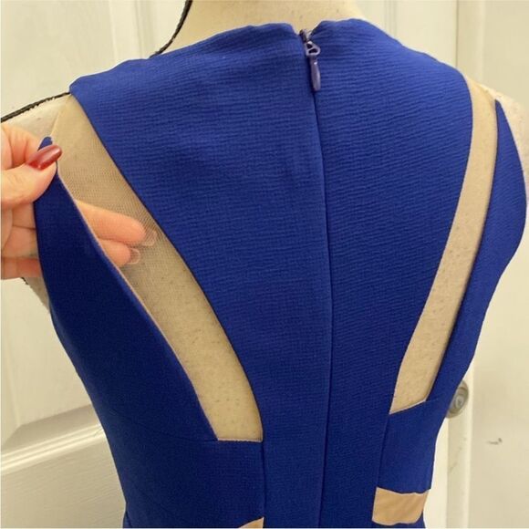 BCBGMaxAzria Cobalt Blue cutout/mesh Mini Dress, US4 - Picture 10 of 12